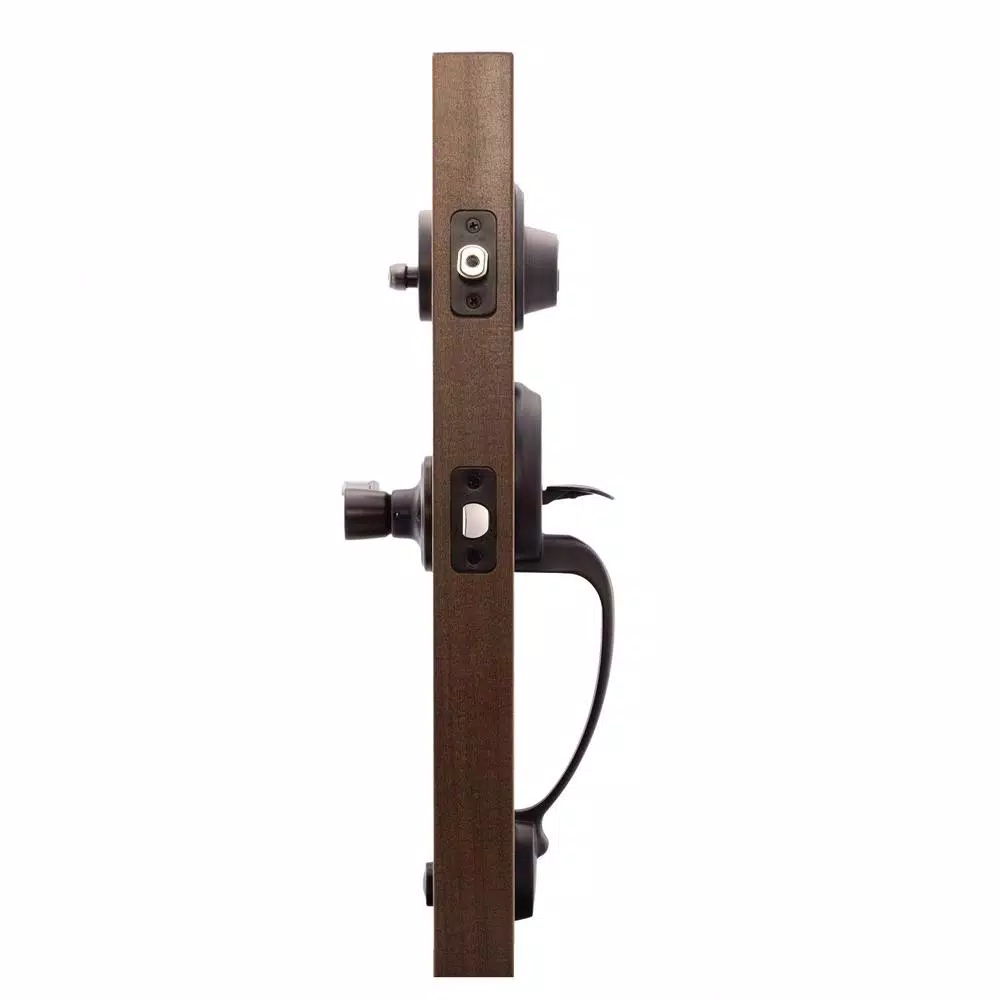 Copper Creek Mid Century Modern Tuscan Bronze Front Door Handleset with Right-Hand Scandinavian Lever Trim