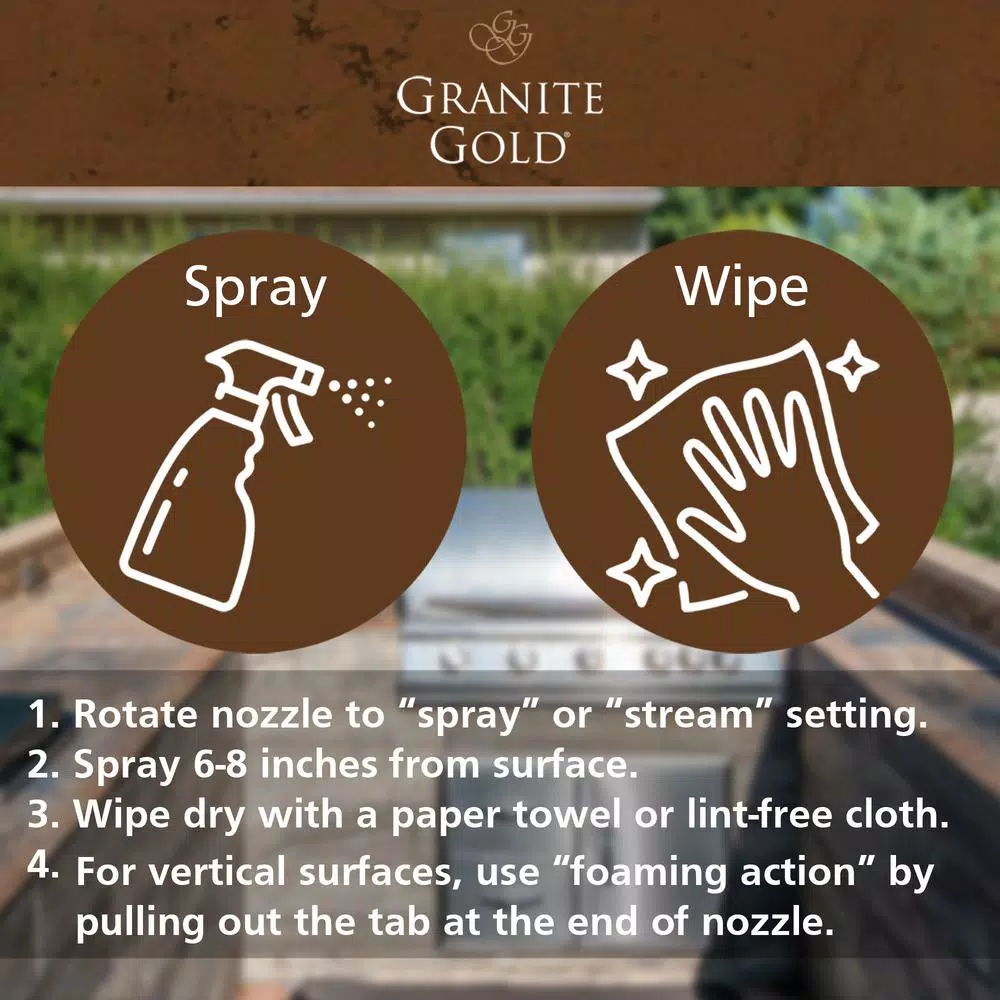Granite Gold Outdoor Stone Cleaner, 24 oz. Professional Strength Natural Stone Spray