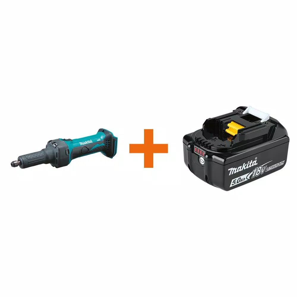 Makita 18V LXT Cordless 1/4 in. Die Grinder Kit with Bonus 5.0Ah Battery