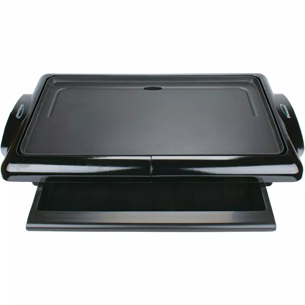Brentwood Appliances 1400W Nonstick Electric Griddle with Warming Drawer, 200 sq. in., Black