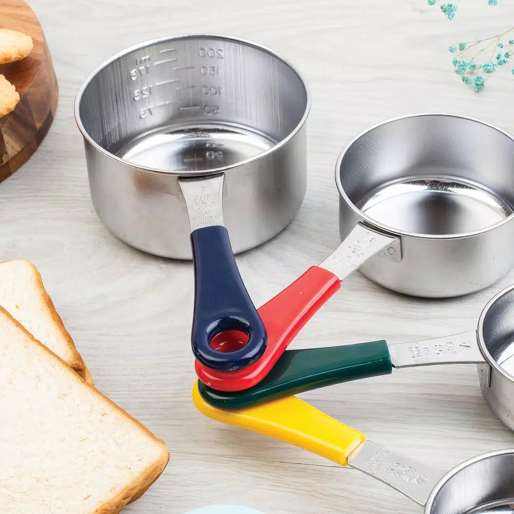 Fox Run 4-Piece Stainless Steel Measuring Cup Set with Color-Coated Handles