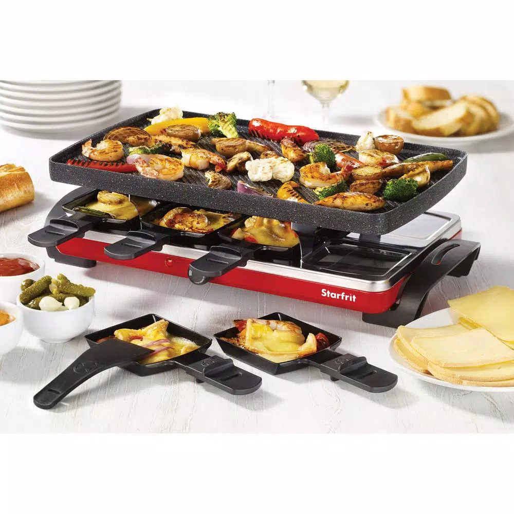 Starfrit THE ROCK by Starfrit Raclette Party Indoor Grill Set, 1500W Nonstick Cast Aluminum