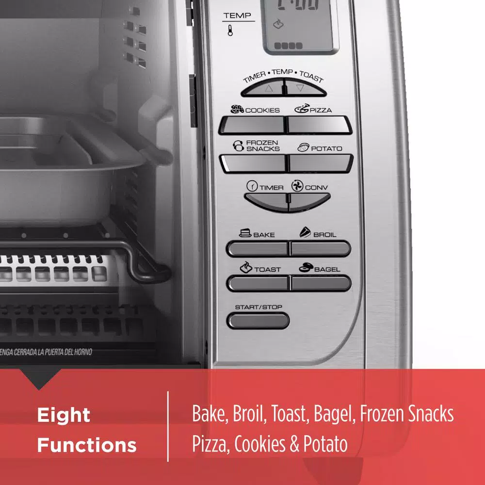 BLACK+DECKER 1500W 6-Slice Stainless Steel Toaster Oven with Convection and Broiler