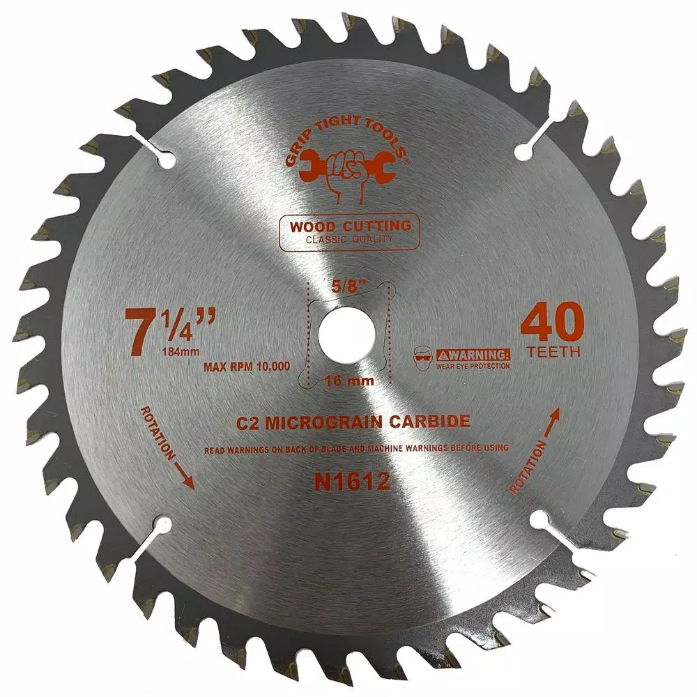 GRIP TIGHT TOOLS Grip Tight Classic 7-1/4 in. 40-Tooth Tungsten Carbide Tipped Circular Saw Blades, Multi-Purpose (25-Pack)