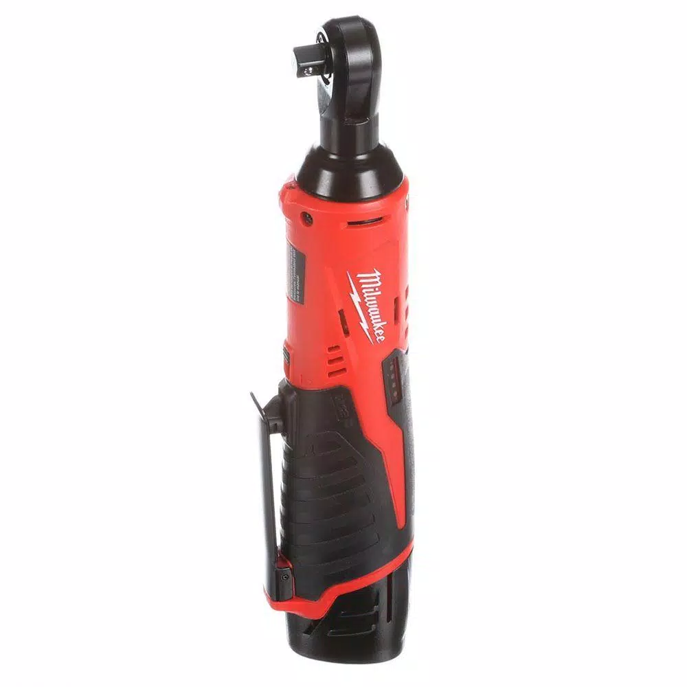 Milwaukee M12 12V Lithium-Ion Cordless 3/8 in. and 1/4 in. Ratchet Kit with Battery, Charger and Bag