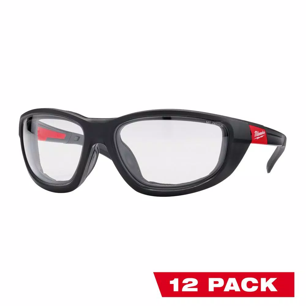 Milwaukee Performance Safety Glasses with Fog-Free Lenses and Gasket, Clear (12-Pack)