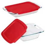 Pyrex Easy Grab 4-Piece Glass Bakeware Set with Red Lids - 3 qt. and 8 in. x 8 in. Bakers thumbnail 2