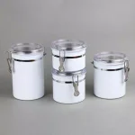 Creative Home 4-Piece White Stainless Steel Canister Set with Airtight Locking Clamp Lids thumbnail 5