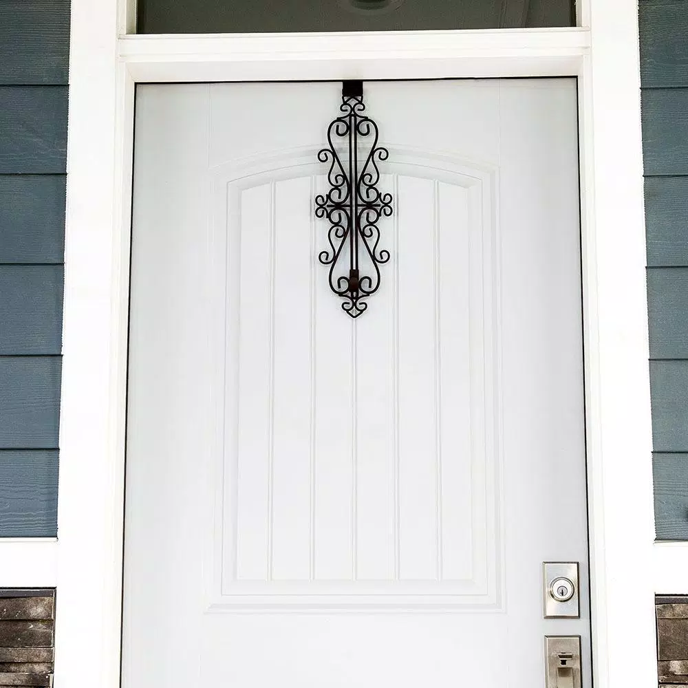 Village Lighting Company Colonial Adjustable Wreath Hanger, Durable Wrought Iron Door Hook, Holds up to 20 lbs