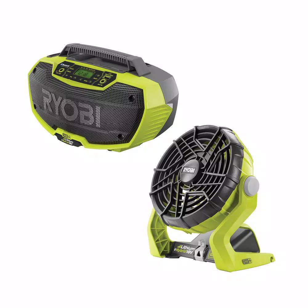 RYOBI 18V ONE+ Hybrid Bluetooth Stereo and Portable Fan Combo Kit (Tools Only)