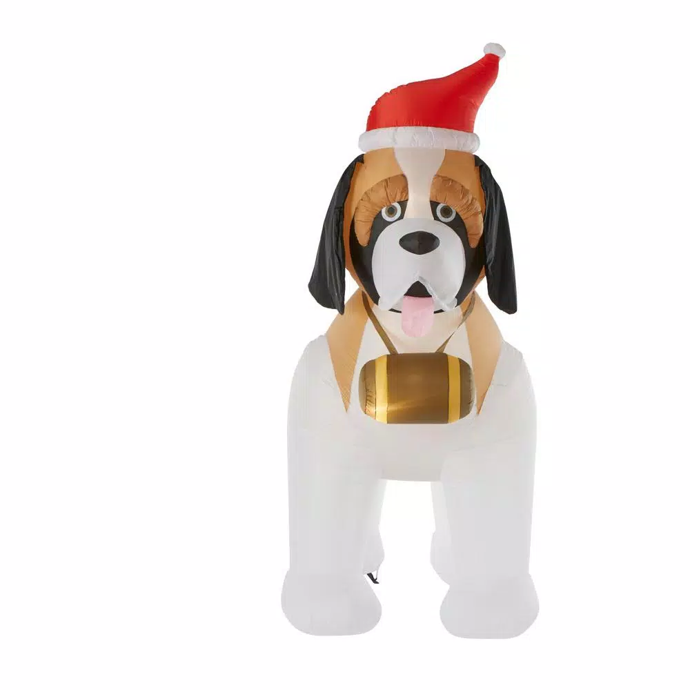 Gemmy 9 ft. Inflatable St. Bernard Christmas Yard Decoration with White Lights
