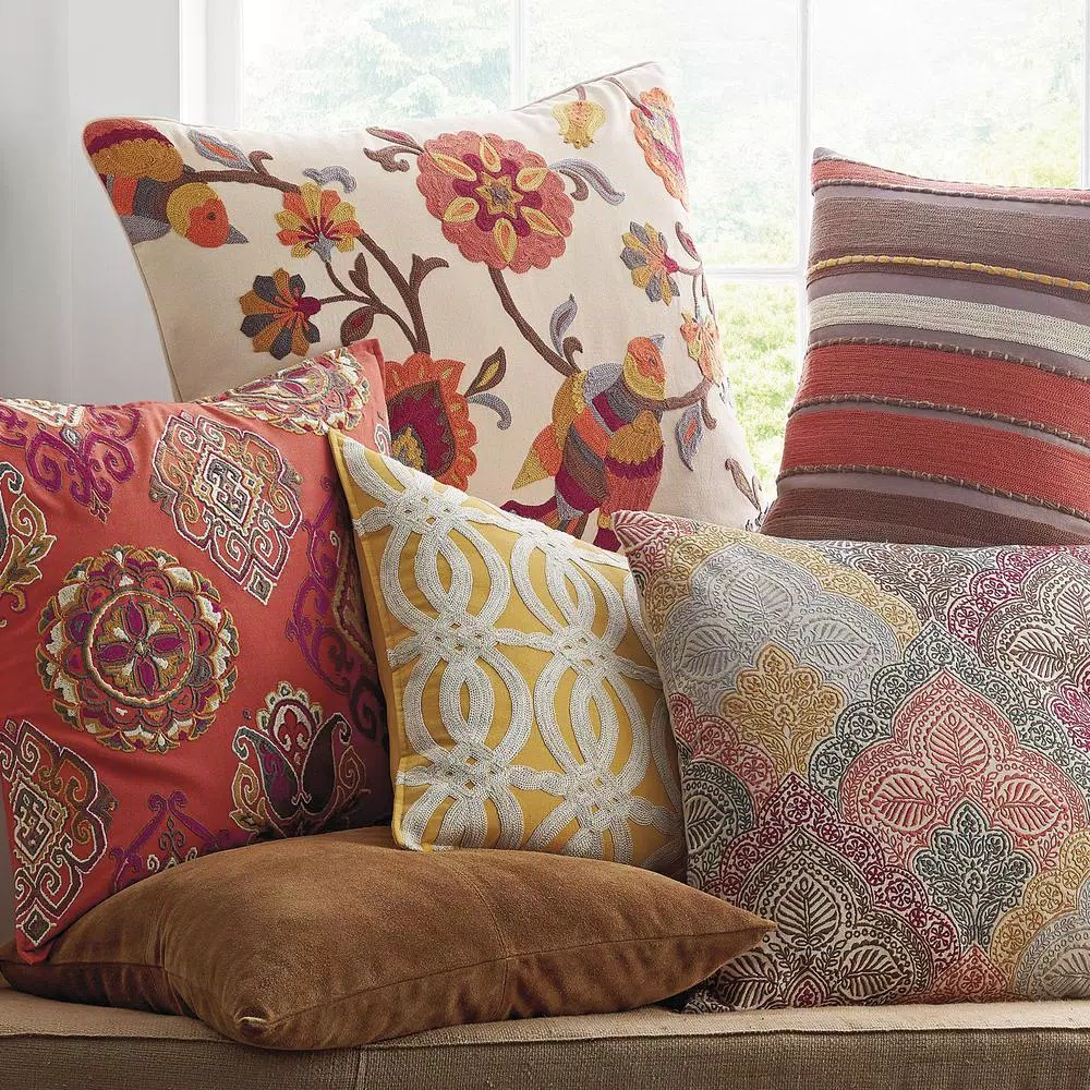 The Company Store Embroidered Gold Stripe 16 x 24 in. Decorative Throw Pillow Cover