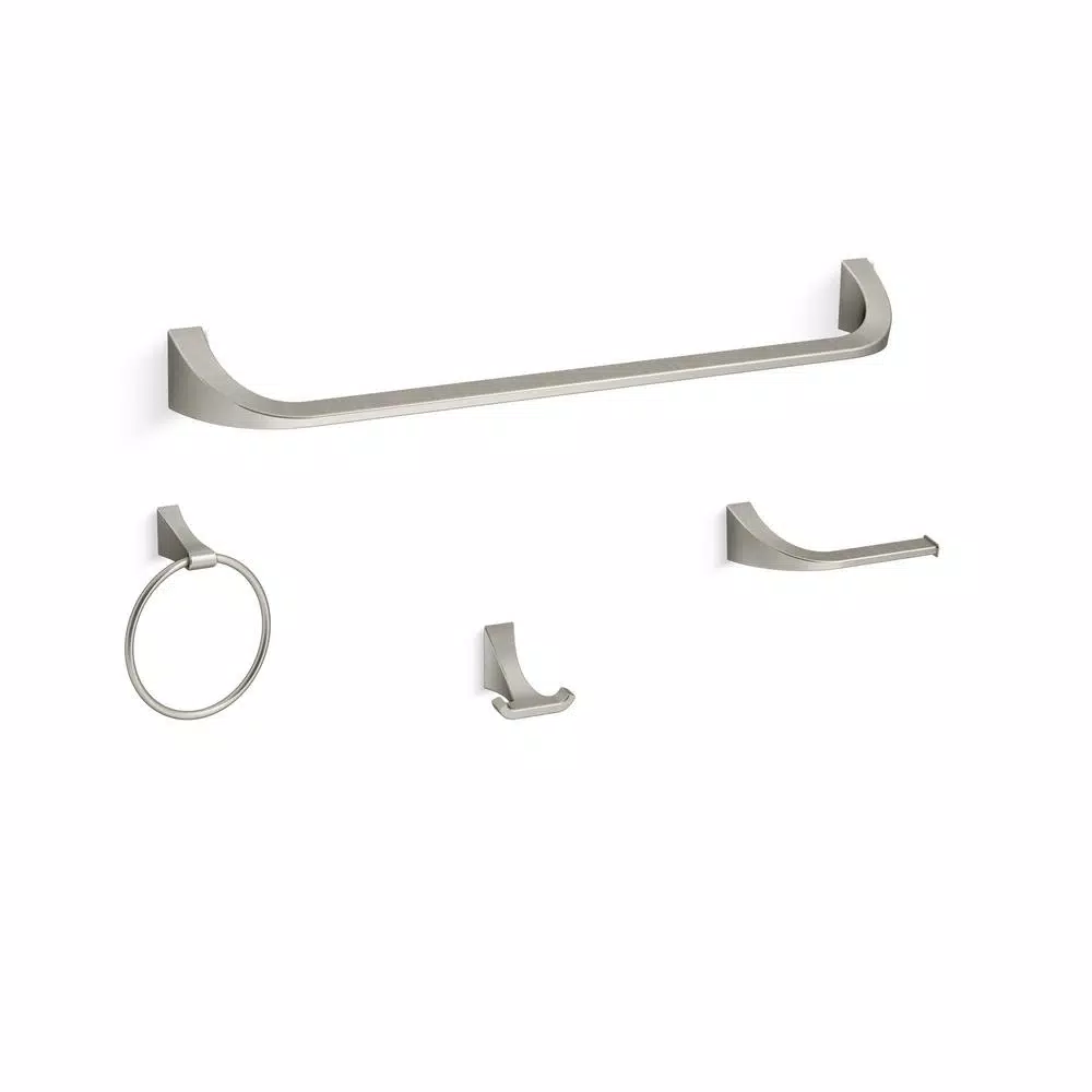 KOHLER Katun 4-Piece Modern Bathroom Hardware Set, Vibrant Brushed Nickel