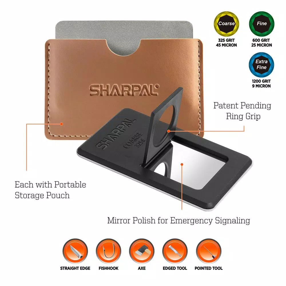 Sharpal 116N Credit Card Size Diamond Sharpening Stone Set, 3-Pack (Coarse, Fine, Extra-Fine)