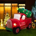 Glitzhome 7 ft. Santa Claus on Pick Up Truck Inflatable Christmas Decor with LED Lights thumbnail 6