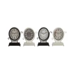 LITTON LANE 12 in. x 9 in. International Cafe Oval Desk Clocks, Set of 4, Distressed Black & White Farmhouse Style thumbnail 2