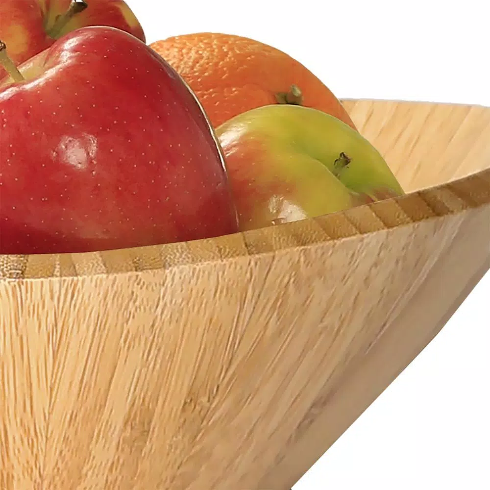 Seville Classics Bamboo Fruit Bowl with Steel Wire Banana Tree Holder