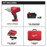 Milwaukee M18 1/2 in. High-Torque Cordless Impact Wrench Kit with (2) 3.0 Ah Batteries, Charger, and Hard Case thumbnail 2