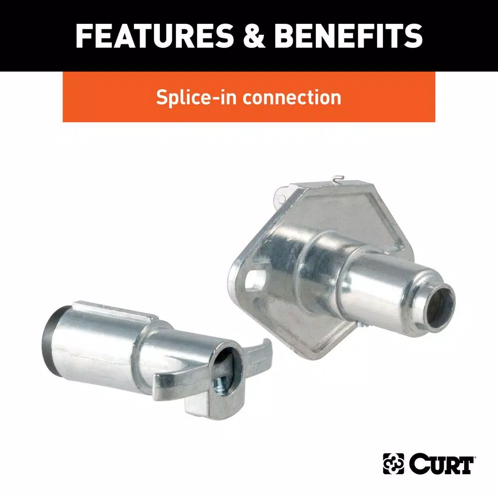 CURT 4-Way Round Trailer Connector Kit - Plug and Socket