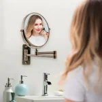 Ovente Wall Mounted Dual-Sided Makeup Mirror, 1x/10x Magnification, Antique Bronze thumbnail 7