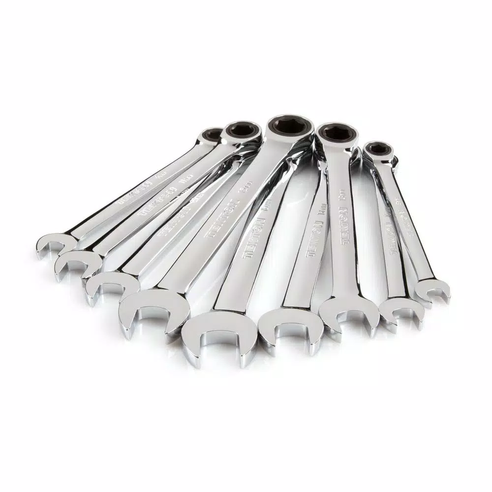 TEKTON 9-Piece Metric Ratcheting Combination Wrench Set, 8-16 mm