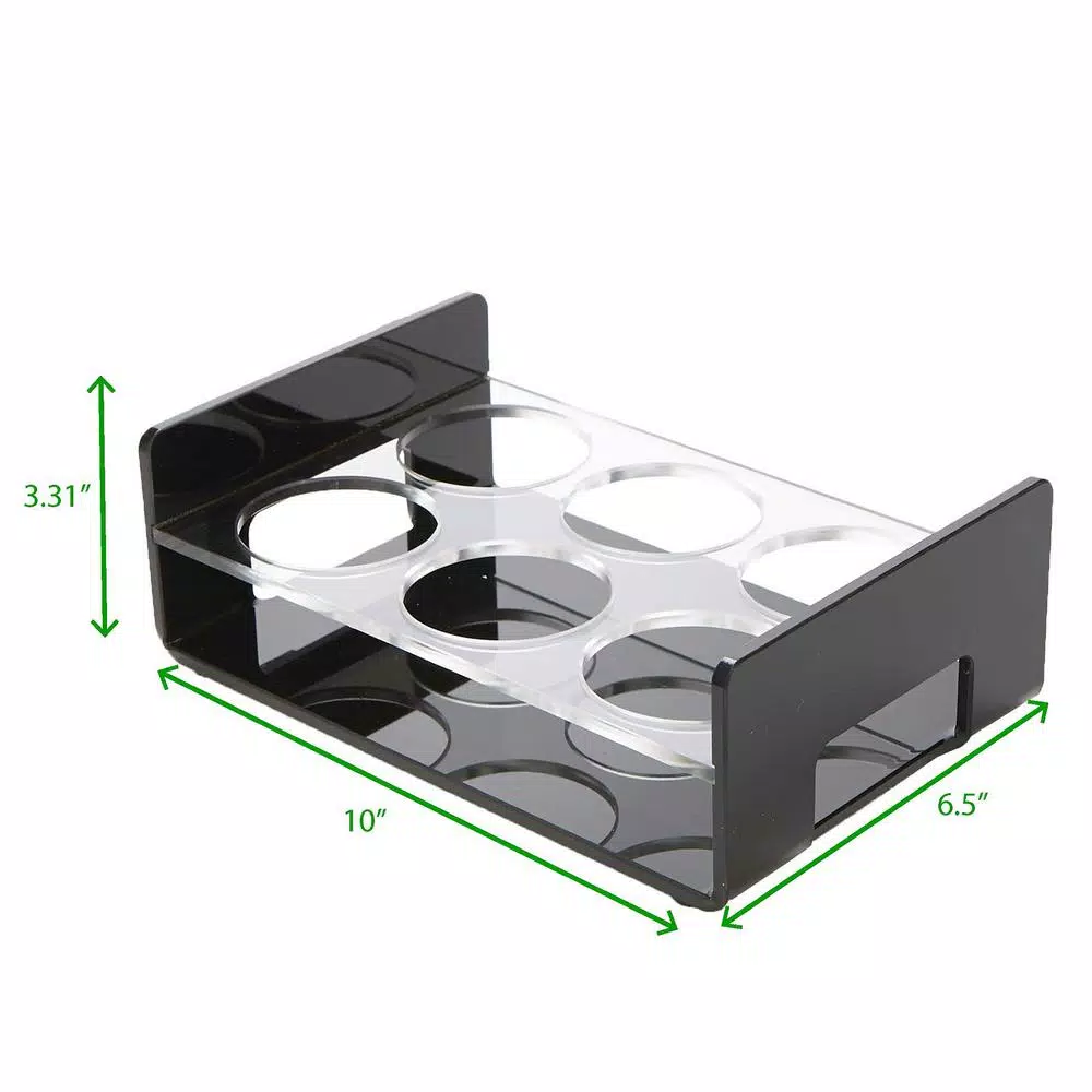 Mind Reader Black Acrylic 6-Slot Cup Holder Serving Tray with Cutout Handles