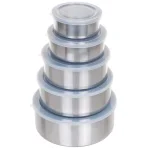 Chef Buddy 5-Piece Stainless Steel Nesting Bowl Set with Airtight Lids thumbnail 1