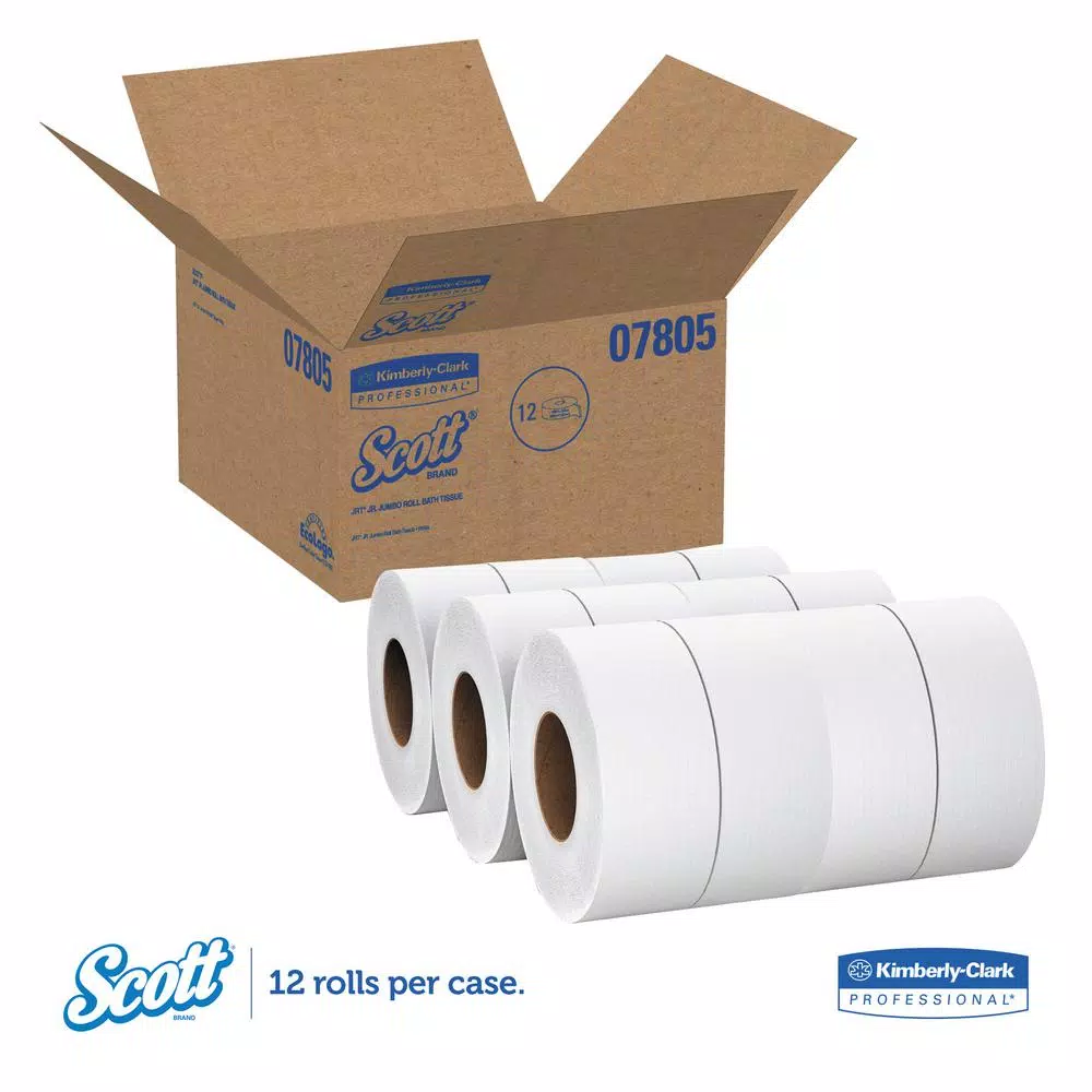 Kimberly-Clark PROFESSIONAL Scott Jumbo Roll Bathroom Tissue, 2-Ply, 1000 ft, White (Case of 12)