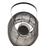 LITTON LANE Large Black Metal Mesh Lantern Candle Holder with Suspended Hurricane Glass thumbnail 4