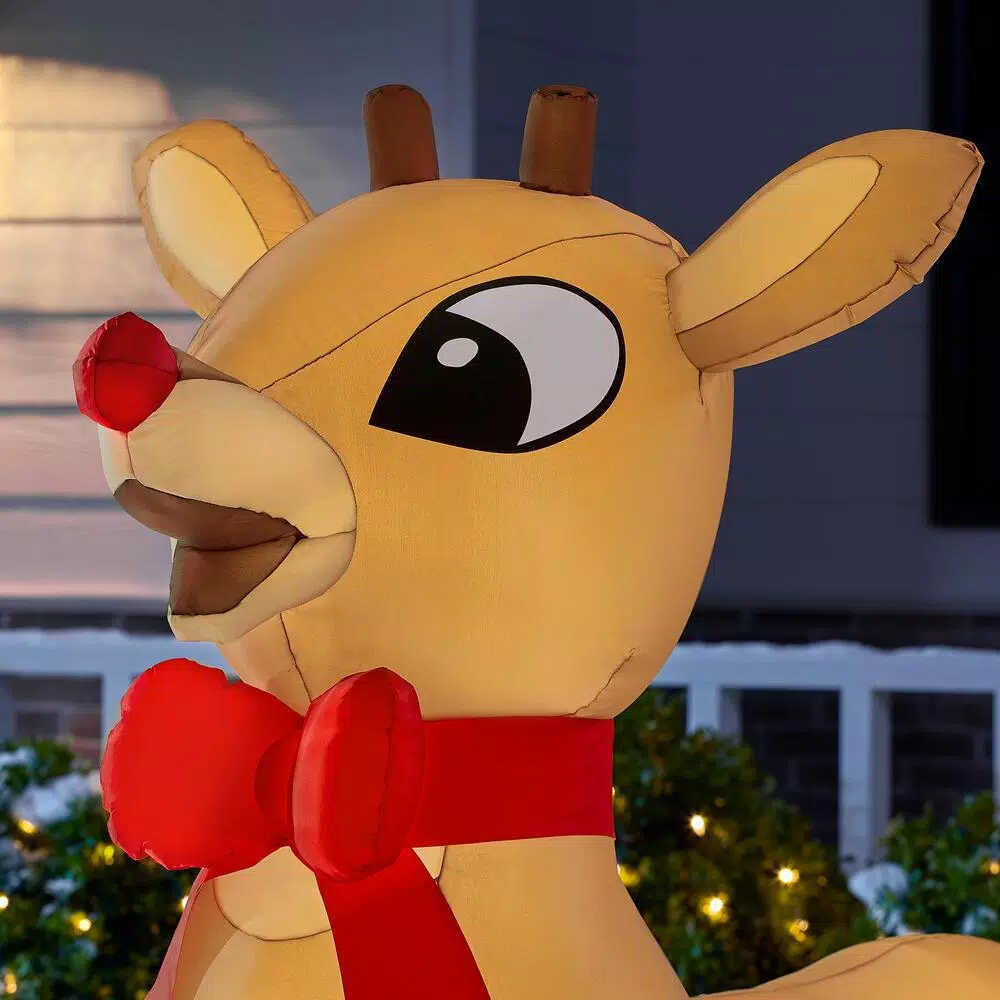 Rudolph 4.99 ft. Rudolph the Red-Nosed Reindeer Inflatable with Glowing Red Nose and Red Bow
