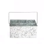 Mind Reader Silver Galvanized Steel Utensil Caddy - 3 Compartment Flatware & Condiment Organizer thumbnail 1