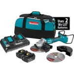 Makita 18V X2 LXT (36V) 9 in. Brushless Paddle Switch Angle Grinder Kit with 5.0 Ah Batteries & Grinding Wheels thumbnail 2