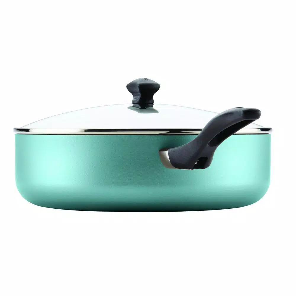 Farberware 6-Quart Nonstick Aluminum Saute Pan with Glass Lid, Aqua