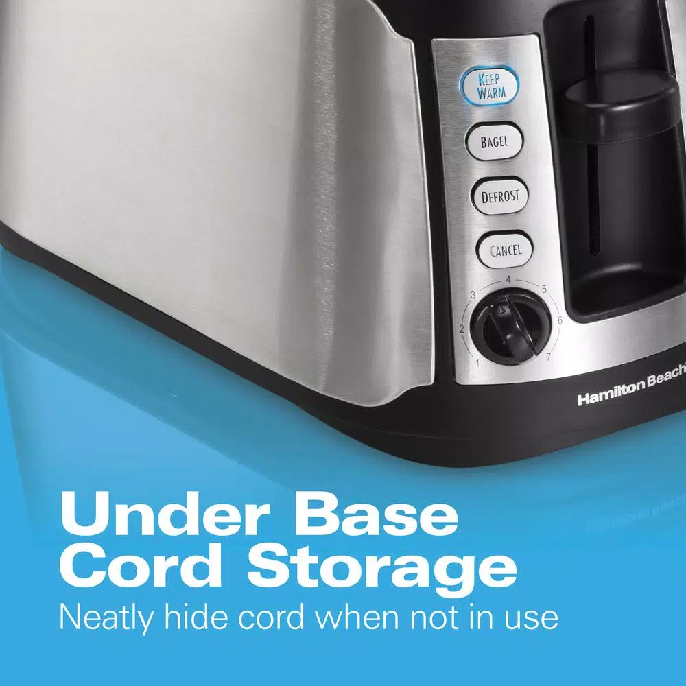Hamilton Beach 4-Slice Long Slot Toaster with Keep Warm Setting, Black