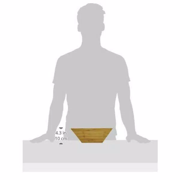 Heim Concept 4-Piece Bamboo Serving Bowl Set with Square Salad Bowls and Serving Hands