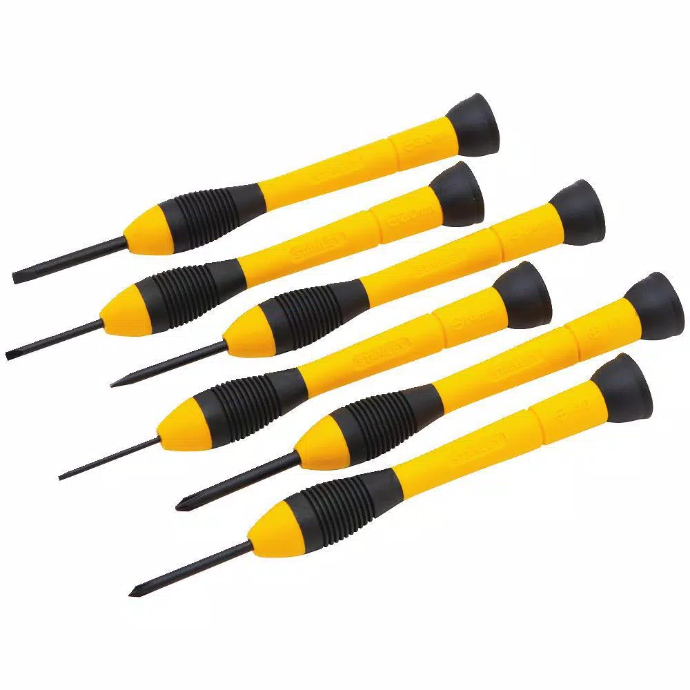 Stanley 6-Piece Precision Screwdriver Set with Swivel-Head Handles and Storage Case