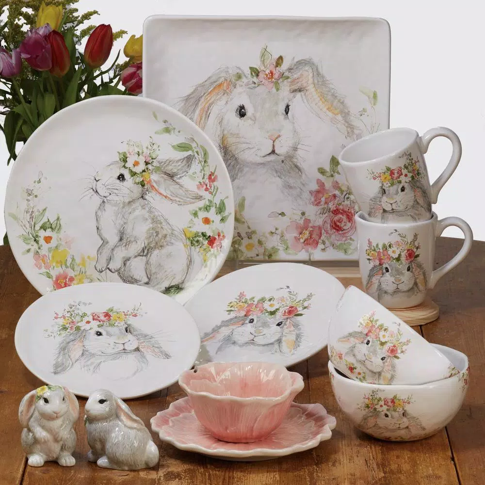 Certified International Sweet Bunny 10.75 in. Multicolored Earthenware Deep Serving Bowl