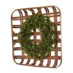 Glitzhome 18 in. Boxwood Wreath with 24 in. Bamboo Tobacco Basket Decor Set thumbnail 2