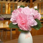 National Tree Company 12.2 in. Mixed Pink Rose and Peony Bouquet with Lace Ribbon Accents thumbnail 1