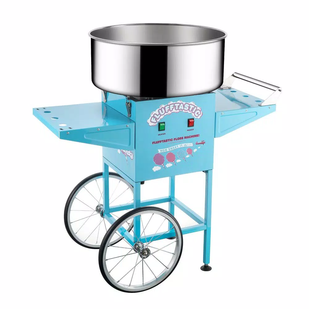Great Northern Popcorn Flufftastic Cotton Candy Machine and Cart - 1000W, Blue