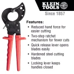Klein Tools 10-1/4 in. Ratcheting Cable Cutter for Copper and Aluminum Wire thumbnail 2