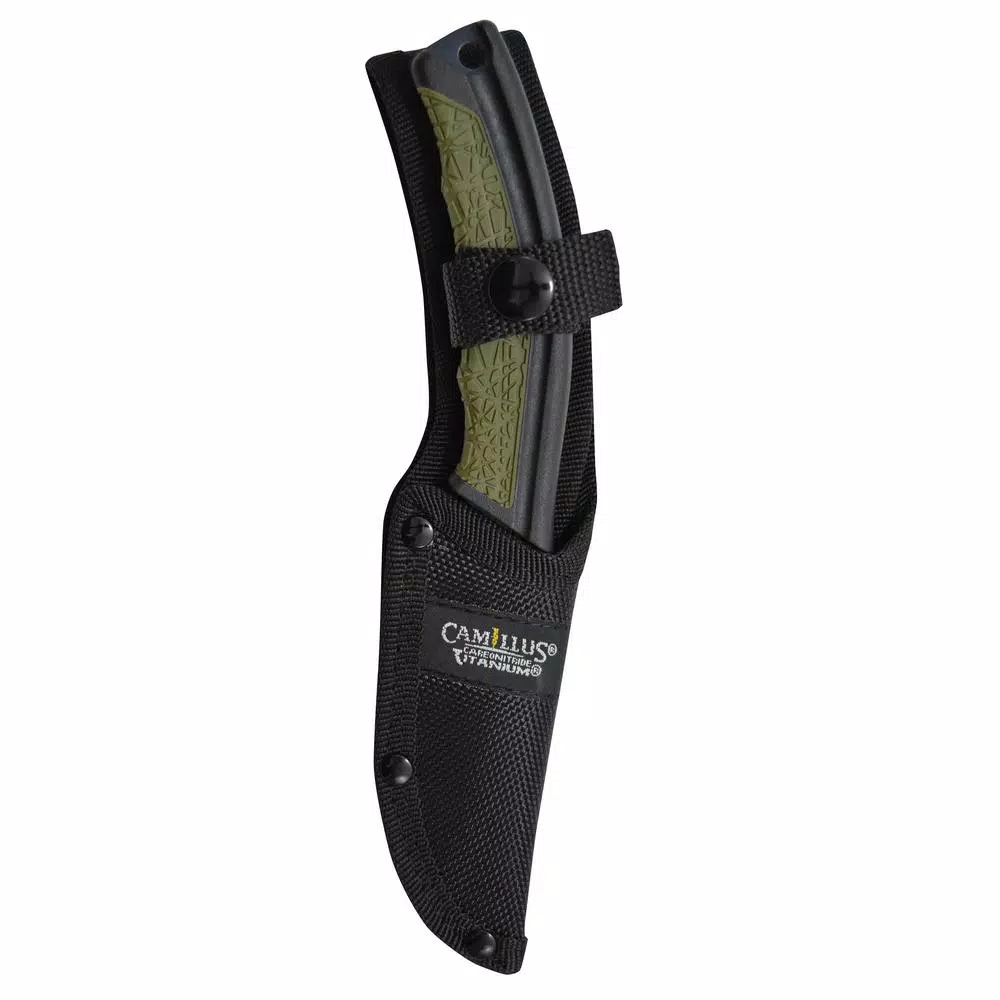 Camillus BT-8.5 Carbonitride Titanium AUS-8 Steel Fixed Blade Hunting Knife with Sheath