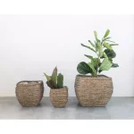 3R Studios Bamboo Branch Decorative Wicker Baskets with Plastic Lining, Set of 3, Brown thumbnail 2