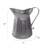 Benzara Vintage Style Gray Galvanized Metal Milk Pitcher - Rustic Kitchen Canister thumbnail 5