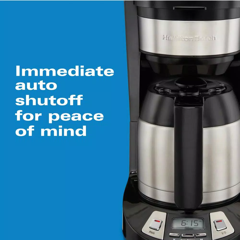 Hamilton Beach 8-Cup Programmable Coffee Maker with Thermal Stainless Steel Carafe, Black