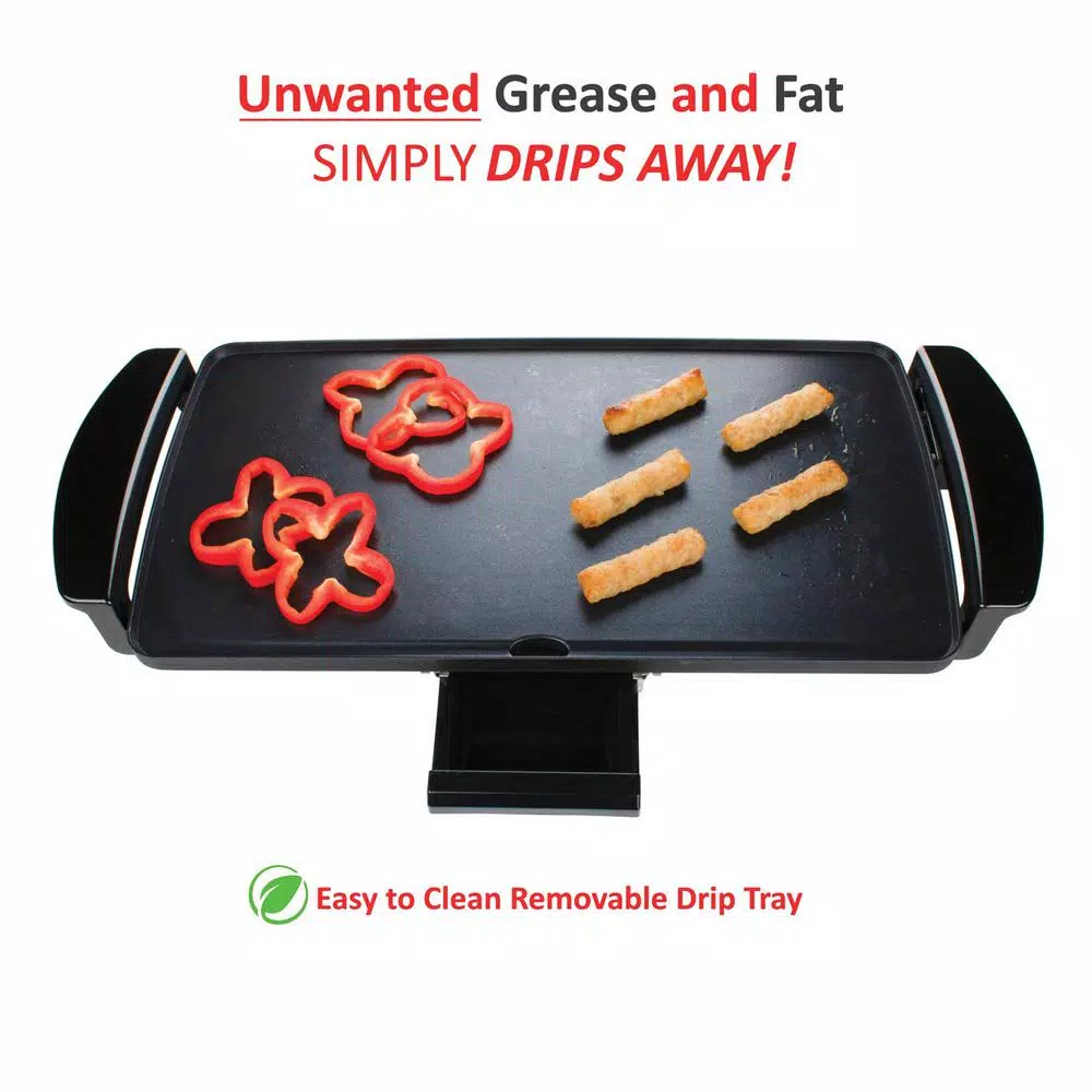 Brentwood Appliances 27 sq. in. Nonstick Electric Griddle with Drip Pan and Temperature Control, Black