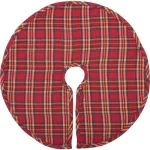 VHC Brands 21 in. Galway Barn Red Rustic Plaid Christmas Mini Tree Skirt thumbnail 1