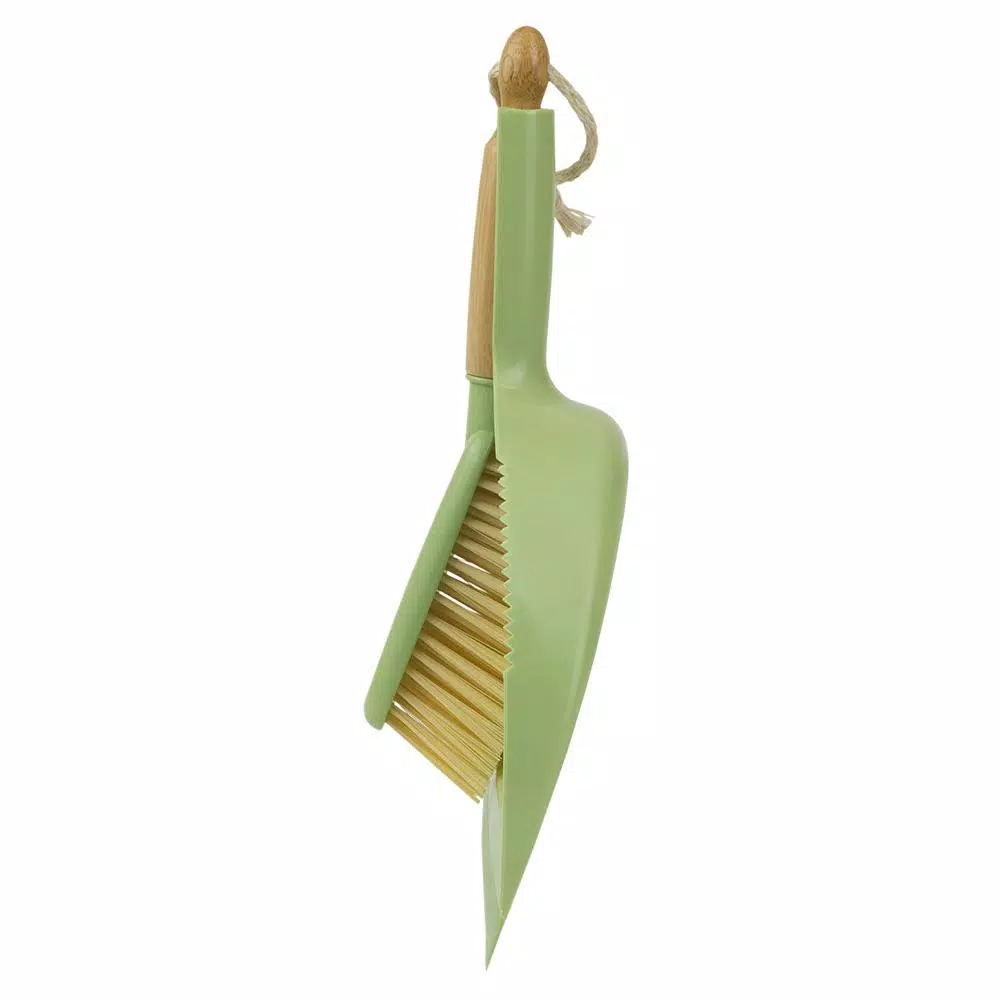 Home Basics Bliss Collection Green Bamboo Broom and Dustpan Set, 8.62 in.