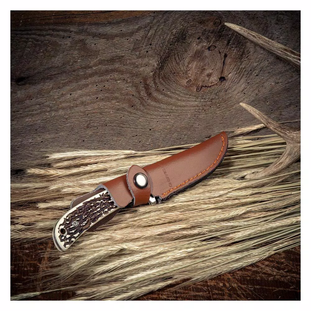 Sheffield 12188 Stag Series Haggard 5.5 in. Drop Point Fixed Blade Hunting Knife
