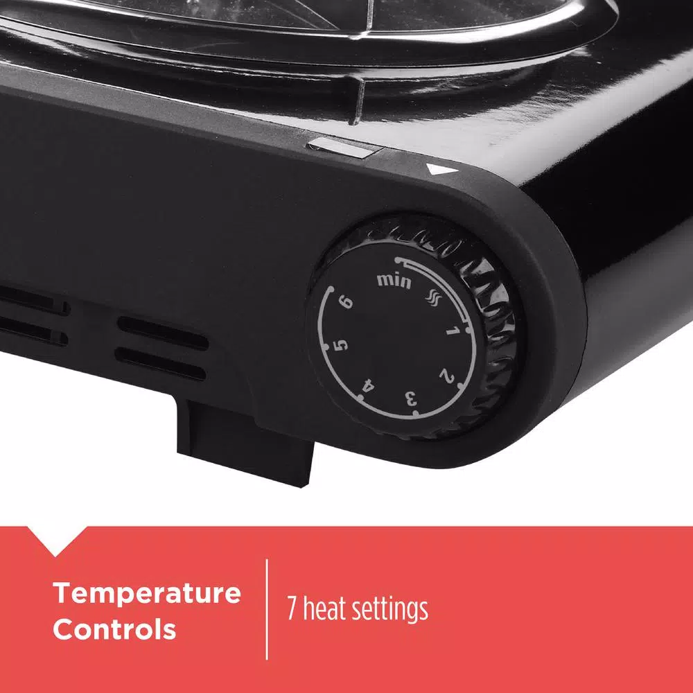 BLACK+DECKER 6 in. Single Burner Portable Hot Plate with Variable Temperature Control, Black